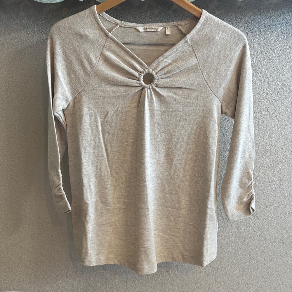 Soft Surroundings Light Gray Long Sleeve Top